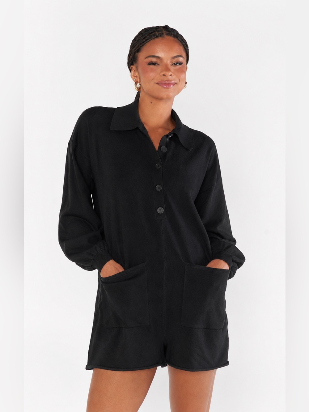 NWT Show Me Your Mumu Gianna Romper in Black Knit XS